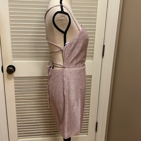 Lulus Earned Your Win Metallic Lace-Up Mini
Dress in Pink, Size Medium, NWT - Picture 13 of 17